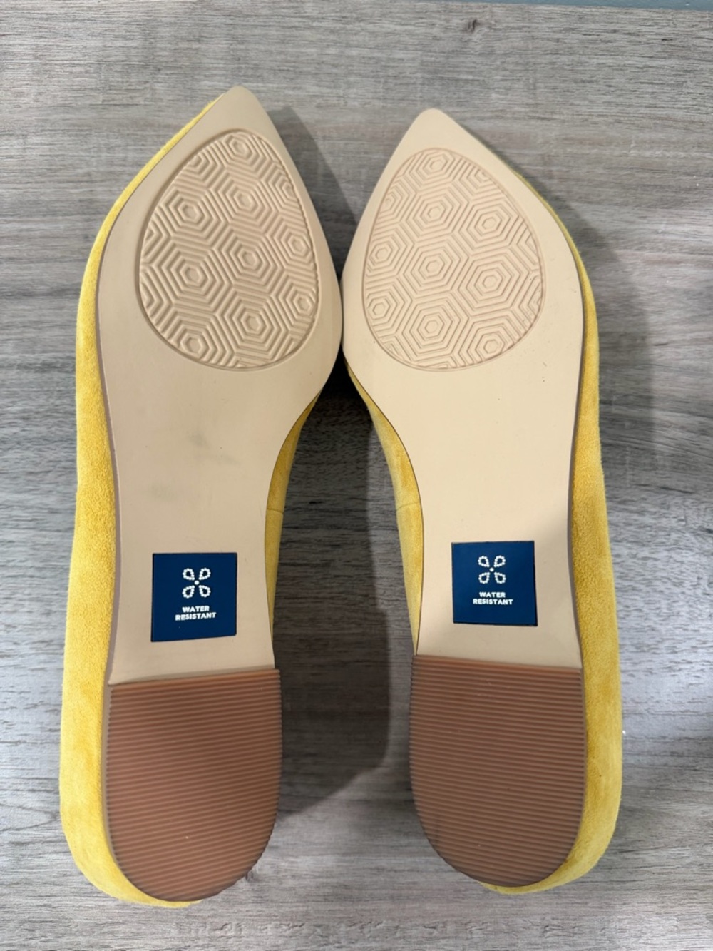 Caslon Genuine Leather Suede Pointed Toe Golden Yellow Flats - Picture 3 of 10